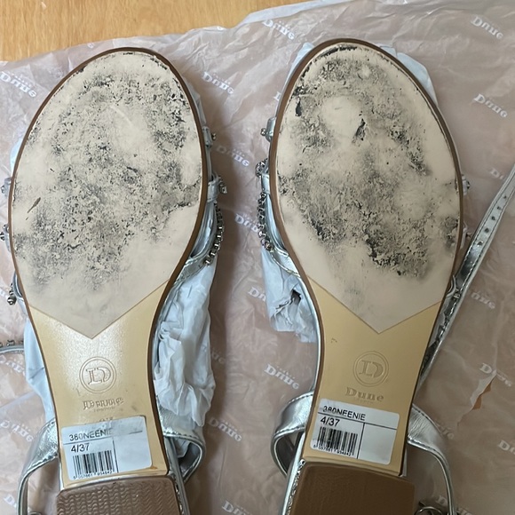 DUNE LONDON SILVER SANDALS WITH RHINESTONES - DUNE LONDON EUR SIZE 37. - Picture 4 of 5